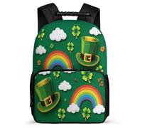 TPISLI Sac Scolaire Saint-Patrick Enfants 6-11 Ans Sac Collège Clover Feuilles pour Filles CP CE1 School Bag, Poignée Solide Détails en Feutre Cadeau de Rentrée