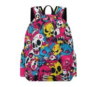 TPISLI Sac Scolaire Squelette Motif CP Garçon Sac à Dos Coloré Crâne 8 Ans Fille Cartable Imperméable Grand pour Rentrée Scolaire Voyage et Cours Usage Quotidien Loisirs École