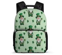 TPISLI Sac Scolaire Thème Saint-Patrick Enfants 6-10 Ans Sac d'École Clover Feuilles pour Fille Garçon CE2 CM1 Daypack, Poignée Solide Détails en Feutre Promenade Randonnée