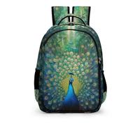 TPISLI Sacs À Dos Pour Enfants, Paon Imprimé Sac De Voyage Étanche Étudiant Cartable Livre, Animal Paon Sac Mode Pour Maternelle Ou Primaire