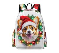 TPISLI Sacs Corgi Chien Thème de Noël Scolaires Fille Primaire CP-CM2, Sac A Dos Garçon Voituretable Kawaii,Voituretable Chiot Léger Pour Enfants De 8 À 14 Ans