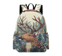TPISLI Voituretable Fille Primaire CP Au CM2 - Sac Mignon Cerf D'école Pour Enfant Et Léger Sac À Dos Animal Thème de Noël Kawaii Rentrée/Noël Pour Garçon 8-13 Ans