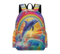 TPISLI Voituretable Garçon Dauphin Primaire, Sac À Dos Kawaii Pour Filles 6-10 Ans CP CE1 CE2 CM1 CM2, Sac D'école Arc-en-ciel Créature marine, Idéal Rentrée Scolaire