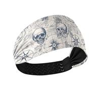 tplaotee Adventures Of The Black and White Skull Bandeau d'entraînement anti-humidité pour femme Bandeau extensible pour course à pied, volley-ball, lavage du visage