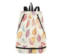 tplaotee Aquarelle Art Feuilles Rouge Clair Cordon Sac de Sport Plage Natation String Sac avec Compartiments Wet Dry Bulto pour Ordinateur Portable Mujer