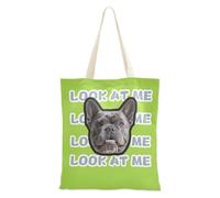 tplaotee Avatars d'animaux de compagnie personnalisés jaune vert uni sur toile Sac fourre-tout personnalisé en tissu avec poignées Sac fourre-tout en toile pour femme uni