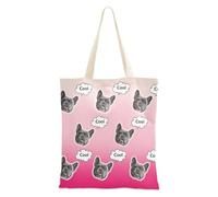 tplaotee Avatars d'animaux de compagnie personnalisés sur des sacs fourre-tout en toile fourre-tout en toile pour femmes sacs en toile en vrac pour dame plaine blanc pêche fraîche rose dégradé