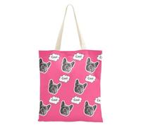 tplaotee Avatars d'animaux de compagnie personnalisés sur sac en toile sacs en toile en vrac pour femmes sacs fourre-tout en vrac pour dames vierges rose