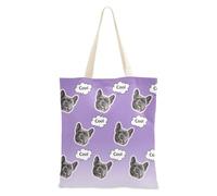 tplaotee Avatars d'animaux de compagnie personnalisés sur toile moyenne fourre-tout sacs fourre-tout pour femmes sac fourre-tout en vrac pour ami vierges dégradé violet