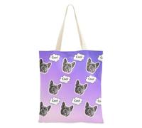 tplaotee Avatars d'animaux de compagnie personnalisés sur toile Sac fourre-tout en tissu en vrac Sacs fourre-tout avec poignées Sacs fourre-tout en vrac pour les enseignants Uni Violet Gradient Art