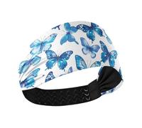 tplaotee Bandeau élastique antidérapant avec papillons bleus pour la course à pied, le lavage du visage et le tennis