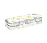 tplaotee Boîte à crayons en plastique transparent avec couvercle Motif étoiles vertes et jaunes