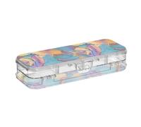 tplaotee Boîte de rangement transparente à 2 couches pour stylos avec couvercle hermétique Motif floral 3D