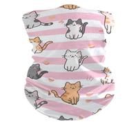 tplaotee Cache-cou coupe-vent à rayures roses et blanches - Plusieurs façons de le porter ? Masque en tissu pour cyclisme, pêche, tenue quotidienne