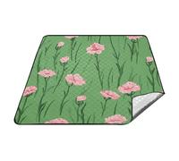 tplaotee Carnation Lace Grass Green Couverture de parc imperméable XXL Plage Grande couverture de pique-nique pour herbe Articles de pique-nique Tapetes para pique-nique vintage