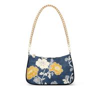 tplaotee Carnation Lace Mustard Yellow and Denim Blue Trendy Chain Leather Crossbody Purse for Women Hand Bags for Lady for Women Essentials for Women