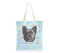 tplaotee Cartoon Cute Birds and Small Flowers Blue Customized Pet Avatars on Canvas Tote Custom Picture Canvas Bags For Women Canvas Tote Bag Bulk For Female Friends Plain
