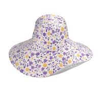 tplaotee Chapeaux de soleil pliables à plusieurs petites fleurs et feuilles violettes et jaunes pour femme pour salle de sport, chapeaux de plage d'été pour femmes, tennis, vacances, incontournables