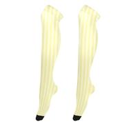 tplaotee Chaussettes de cuisse anti-crochet au-dessus du genou fines et serrées pour les fashionistas Chaussettes de football hautes pour les bals de fin d'année, rayures verticales jaunes