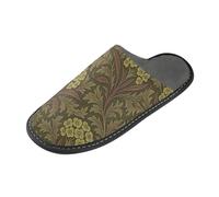 tplaotee Chaussons vintage Euphorbia motif floral William Morris chaud pour femme Chaussures d'intérieur avec mousse à mémoire de forme pour la maison, la chambre à coucher, Motif floral vintage