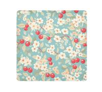 tplaotee Cherry Teal Bloom Magic Sticker Maquillage Étui de voyage en tissu Organiseur de maquillage Enveloppe d'objectif d'appareil photo Emballage en tissu pour l'organisation Taille 55,1 x 55,1 cm