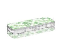 tplaotee Clover St Leaf Boîte à crayons en plastique transparent 2 couches avec couvercle