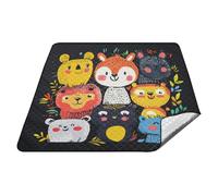 tplaotee Doodles Happy Colorful Animal Tapis de Plage Imperméable Portable Pique-nique Pelouse Couverture pour Adultes Pique-nique Articles Manta de Picnic Extra