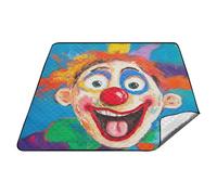 tplaotee Funny Faces Clown Panier de pique-nique imperméable résistant à l'eau Herbe Plage Pique-nique pour sol Cadeau d'été Tapetes para pique-nique vintage