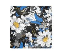 tplaotee Graffiti art Fleurs papillons bleus autocollants magiques Porte-maquillage Tissu Organisateur de sac de maquillage Enveloppe pour objectif d'appareil photo Emballage en tissu pour