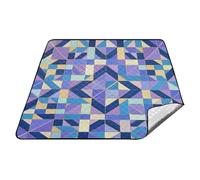 tplaotee Grand panier de pique-nique imperméable à motif géométrique coloré violet - Couverture de camping pliable pour l'herbe - Cadeau idéal pour les couples