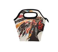 tplaotee Grand sac à déjeuner isotherme avec poignée incurvée pour garçons, boîte à déjeuner étanche, sac isotherme pour voyage, travail, école, beige, femme indienne
