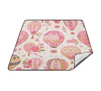tplaotee Hot Balloon Peach Gold Panier de pique-nique imperméable XXL Couverture d'intérieur pour la famille Cadeau d'été Manta para dia de campo