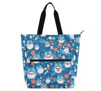 tplaotee Joli sac fourre-tout décoratif pour garçons et filles - Motif monstre bleu - Léger - Avec poches intérieures - Pour l'école, le travail, les voyages - Bolsos arc-en-ciel para guardar libros