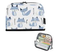 tplaotee Jon Klassen Trousse à crayons de grande capacité Motif renard Bleu ciel Lavande Blanc Grande capacité Trousse de papeterie souple pour adolescents Voyage estuche para lapices nina