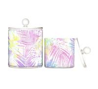 tplaotee Lot de 2 organiseurs de maquillage colorés en plastique transparent avec couvercle pour cotons-tiges, trombones