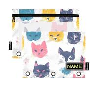 tplaotee Lot de 2 porte-stylos avec fenêtre transparente et fermeture éclair - Grande capacité - Classeur à 3 anneaux pour salle de classe, école, bureau - Multicolore