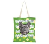 tplaotee Moderne Rounds Dots Green Personnalisé Animaux Avatars Sur Sac Fourre-Tout Toile Personnalisé Image Toile Sac Fourre-Tout Avec Poches Toile Fourre-Tout En Vrac Pour Femme Blanks
