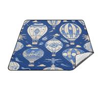 tplaotee Montgolfière Pop Bleu marine Panier de pique-nique imperméable résistant à l'eau Tapis de jeu pour la famille Cadeaux de printemps Manta de pique-nique