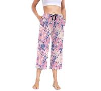 tplaotee Pantalon de pyjama à jambes larges pour femme, pantalon de pyjama léger pour femme, motif moucheté bleu rose, Motif chiné Bleu/rose, S