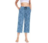 tplaotee Pantalon de pyjama pour filles - Pantalon de nuit doux - Grande taille - Pantalon de nuit léger pour femme - Bleu chiné rétro, Bleu chiné rétro, XL