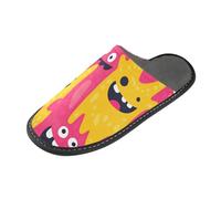 tplaotee Pantoufles chaudes pour femme avec mousse à mémoire de forme pour la maison, la chambre à coucher, Dessin animé Monstres mignons, 38.5/39 EU