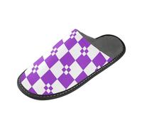 tplaotee Pantoufles d'intérieur avec mousse à mémoire de forme pour la maison, la chambre à coucher - Motif écossais blanc et violet, Buffalo Plaid Blanc Violet, 36/37 EU