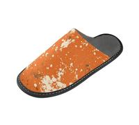 tplaotee Pantoufles d'intérieur avec mousse à mémoire de forme pour la maison, la chambre à coucher, orange et blanc chiné rétro pour femmes, Orange Blanc chiné rétro, 36/37 EU