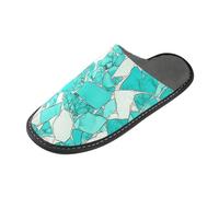 tplaotee Pantoufles d'intérieur en éclats de verre blanc verdâtre pour femme avec mousse à mémoire de forme pour la maison, la chambre à coucher