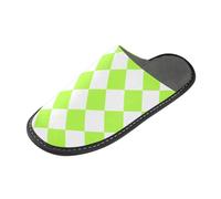 tplaotee Pantoufles pour femmes avec mousse à mémoire de forme pour la maison, la chambre à coucher - Motif écossais jaune vert blanc, Buffalo Plaid Jaune Vert Blanc, 36/37 EU