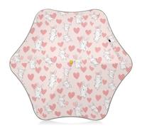 tplaotee Parapluie rose clair en forme de lapin blanc en forme de cœur pour enfants, résistant aux UV avec bande réfléchissante, parapluie anti-pincement pour filles, garçons, tout-petits