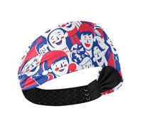 tplaotee Pattern Of People Happy Face Bandeau élastique antidérapant pour femme Rouge et bleu Pour course à pied, sport, basket-ball, football