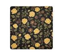 tplaotee Pochettes de maquillage portables en tissu noir jaune rose marron fleur portable organisateur de maquillage enveloppant l'objectif de l'appareil photo pour femme taille 55,1 x 55,1 cm