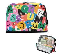 tplaotee Porte-crayons coloré de style dessin animé alphabet grande capacité sac de rangement vertical mince organisateur de papeterie pour homme collège caja para lapices escolares nina