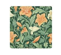 tplaotee Porte-maquillage auto-adhésif style William Morris vintage fleur de lys orange et feuilles vertes en tissu de voyage organisateur pour objectif d'appareil photo pour femme taille 55,1 x 55,1